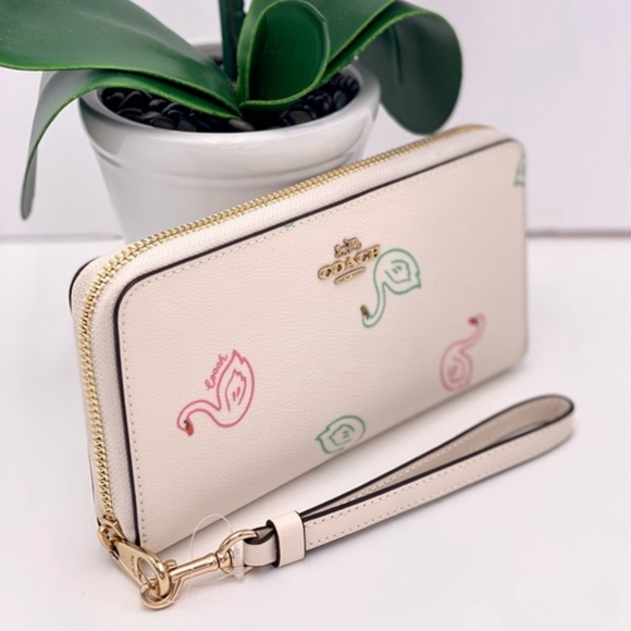 Coach Swan Print Long Zip Around Wallet Wristlet - Picture 5 of 10